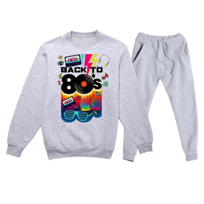 Vintage Retro Back To 80S I Love 80S Graphic Design Premium Crewneck Sweatsuit Set