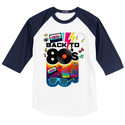 Vintage Retro Back To 80S I Love 80S Graphic Design Baseball Sleeve Shirt