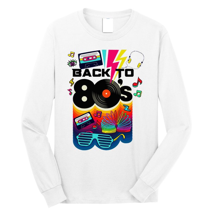 Vintage Retro Back To 80S I Love 80S Graphic Design Long Sleeve Shirt