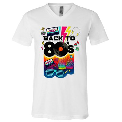 Vintage Retro Back To 80S I Love 80S Graphic Design V-Neck T-Shirt