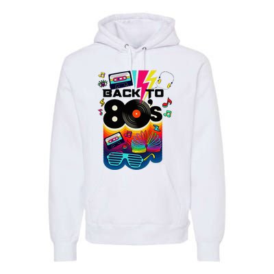 Vintage Retro Back To 80S I Love 80S Graphic Design Premium Hoodie