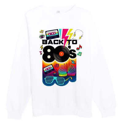 Vintage Retro Back To 80S I Love 80S Graphic Design Premium Crewneck Sweatshirt