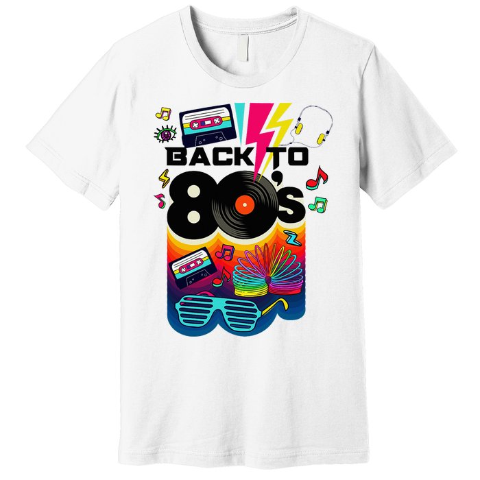 Vintage Retro Back To 80S I Love 80S Graphic Design Premium T-Shirt