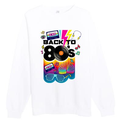 Vintage Retro Back To 80's Tees I Love 80's Graphic Design Premium Crewneck Sweatshirt