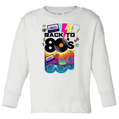 Vintage Retro Back To 80's Tees I Love 80's Graphic Design Toddler Long Sleeve Shirt