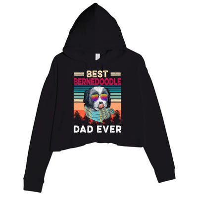 Vintage Retro Best Bernedoodle Dad Ever Cool Dog Father Day Cute Gift Crop Fleece Hoodie