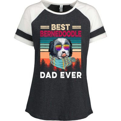 Vintage Retro Best Bernedoodle Dad Ever Cool Dog Father Day Cute Gift Enza Ladies Jersey Colorblock Tee