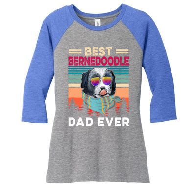 Vintage Retro Best Bernedoodle Dad Ever Cool Dog Father Day Cute Gift Women's Tri-Blend 3/4-Sleeve Raglan Shirt