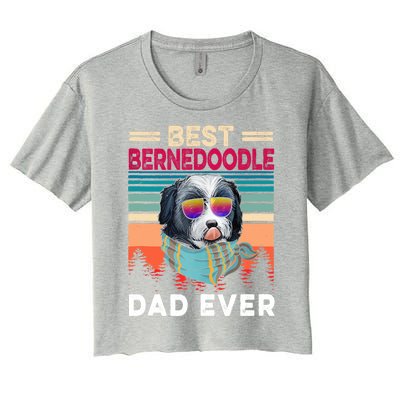 Vintage Retro Best Bernedoodle Dad Ever Cool Dog Father Day Cute Gift Women's Crop Top Tee