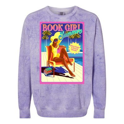 Vintage Retro Book Girl Summer Poster Colorblast Crewneck Sweatshirt