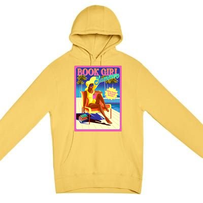 Vintage Retro Book Girl Summer Poster Premium Pullover Hoodie