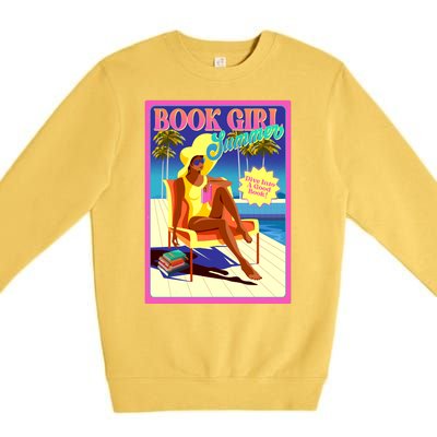 Vintage Retro Book Girl Summer Poster Premium Crewneck Sweatshirt