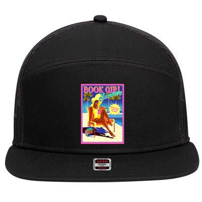 Vintage Retro Book Girl Summer Poster 7 Panel Mesh Trucker Snapback Hat