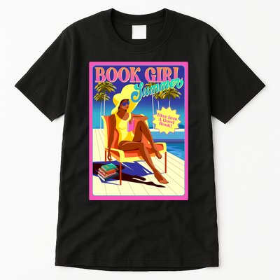 Vintage Retro Book Girl Summer Poster Tall T-Shirt