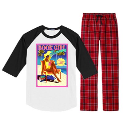 Vintage Retro Book Girl Summer Poster Raglan Sleeve Pajama Set