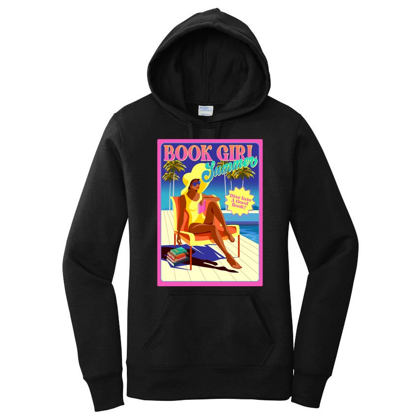 Vintage Retro Book Girl Summer Poster Women's Pullover Hoodie