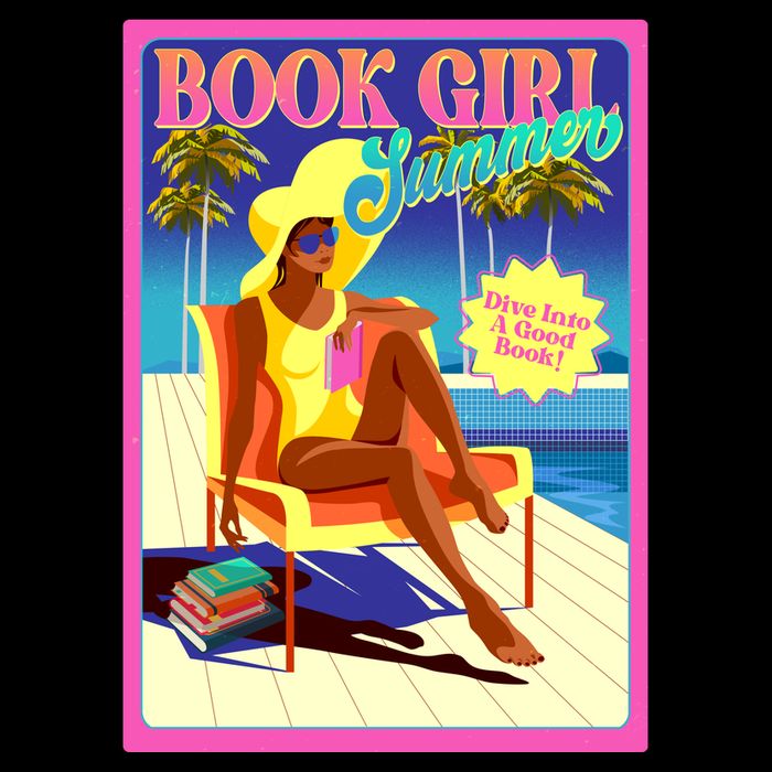 Vintage Retro Book Girl Summer Poster Baby Bodysuit