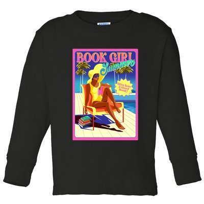 Vintage Retro Book Girl Summer Poster Toddler Long Sleeve Shirt