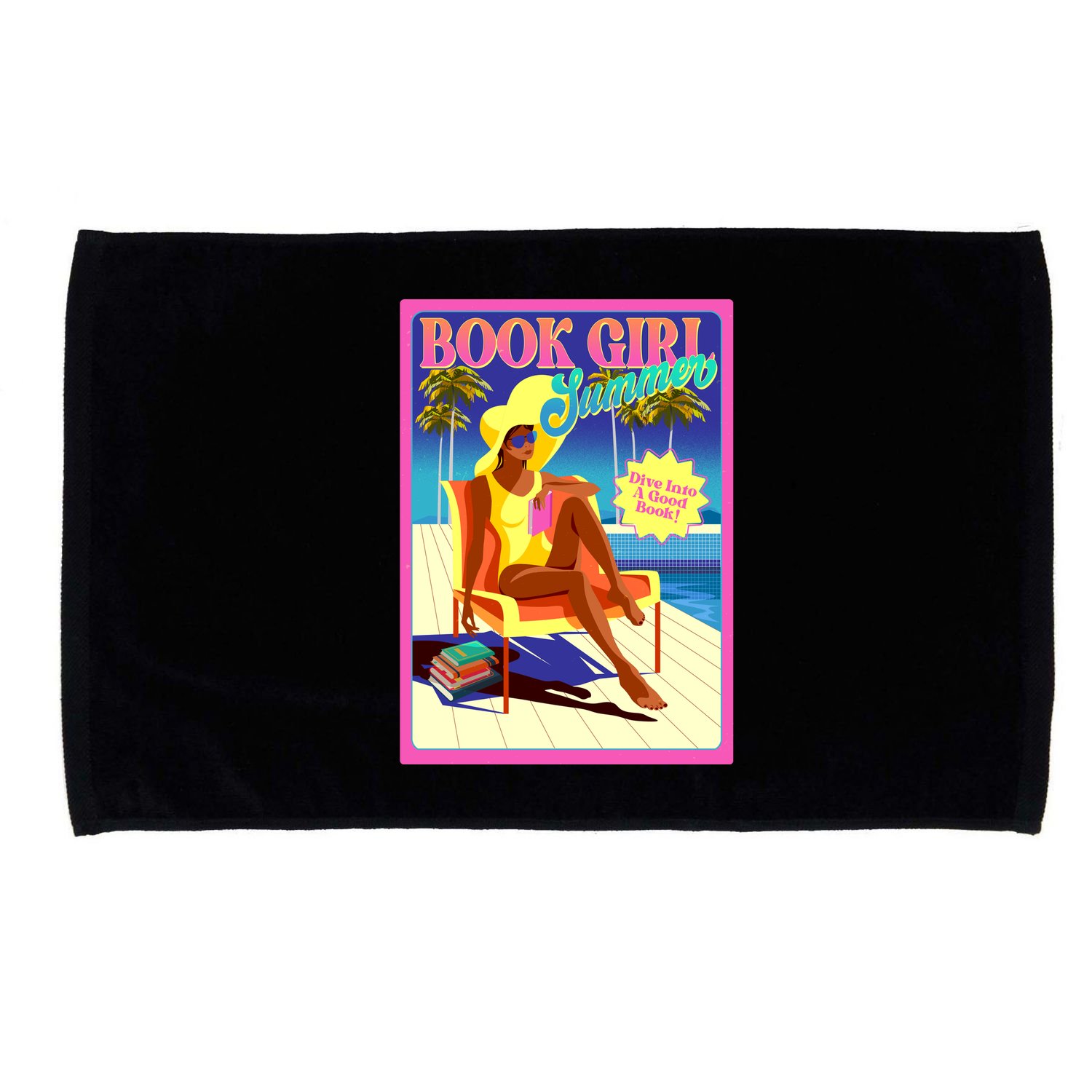 Vintage Retro Book Girl Summer Poster Microfiber Hand Towel