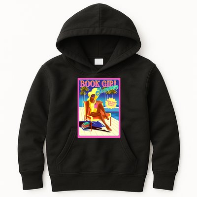 Vintage Retro Book Girl Summer Poster Kids Hoodie