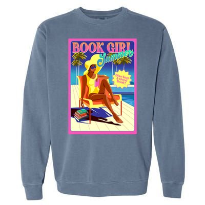 Vintage Retro Book Girl Summer Poster Garment-Dyed Sweatshirt