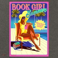 Vintage Retro Book Girl Summer Poster Cotton Canvas Backpack