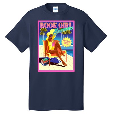 Vintage Retro Book Girl Summer Poster Tall T-Shirt