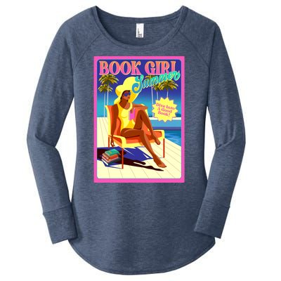 Vintage Retro Book Girl Summer Poster Women's Perfect Tri Tunic Long Sleeve Shirt