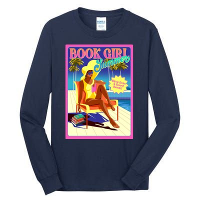 Vintage Retro Book Girl Summer Poster Tall Long Sleeve T-Shirt