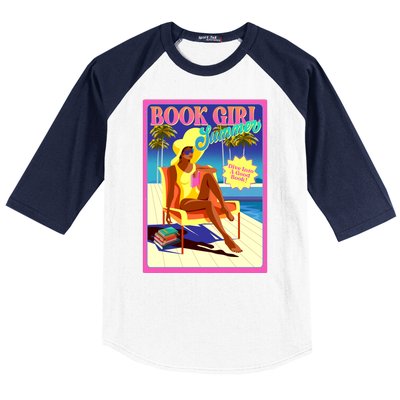 Vintage Retro Book Girl Summer Poster Baseball Sleeve Shirt