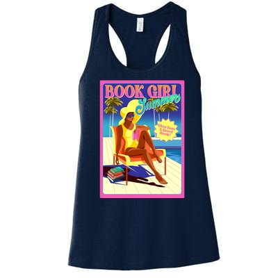 Vintage Retro Book Girl Summer Poster Women's Racerback Tank