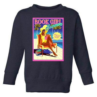 Vintage Retro Book Girl Summer Poster Toddler Sweatshirt