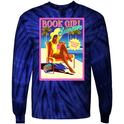 Vintage Retro Book Girl Summer Poster Tie-Dye Long Sleeve Shirt