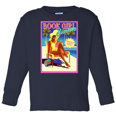 Vintage Retro Book Girl Summer Poster Toddler Long Sleeve Shirt