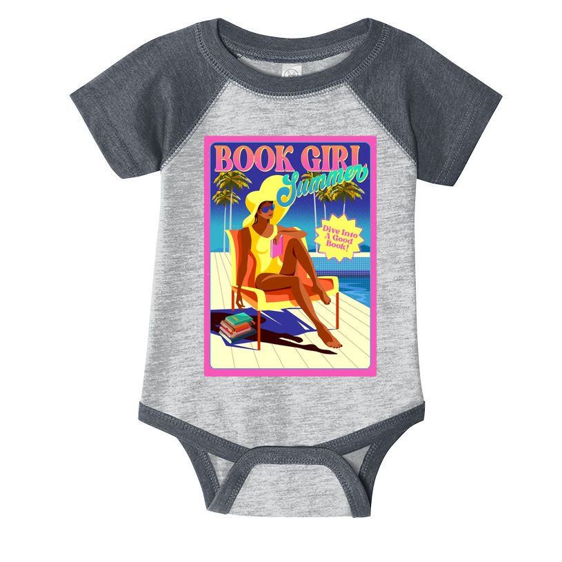 Vintage Retro Book Girl Summer Poster Infant Baby Jersey Bodysuit