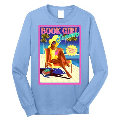 Vintage Retro Book Girl Summer Poster Long Sleeve Shirt