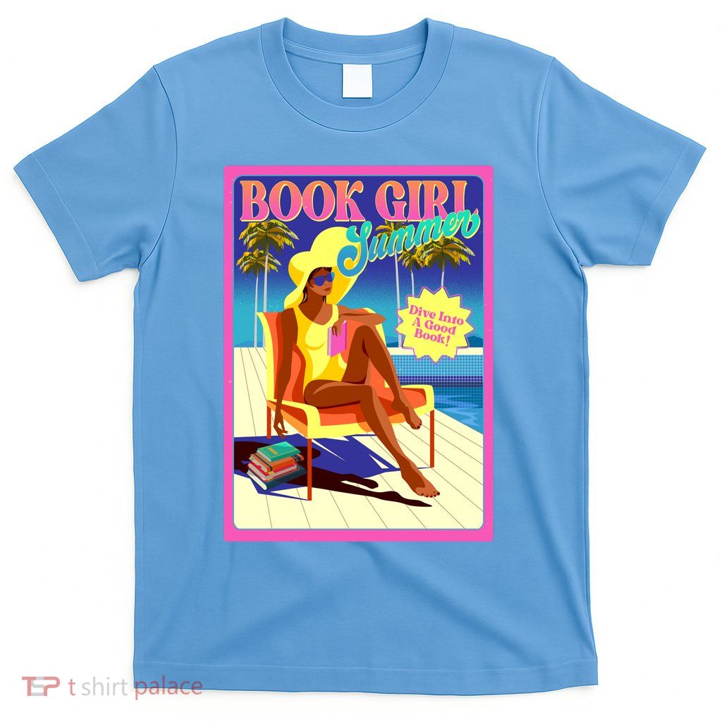 Vintage Retro Book Girl Summer Poster T-Shirt