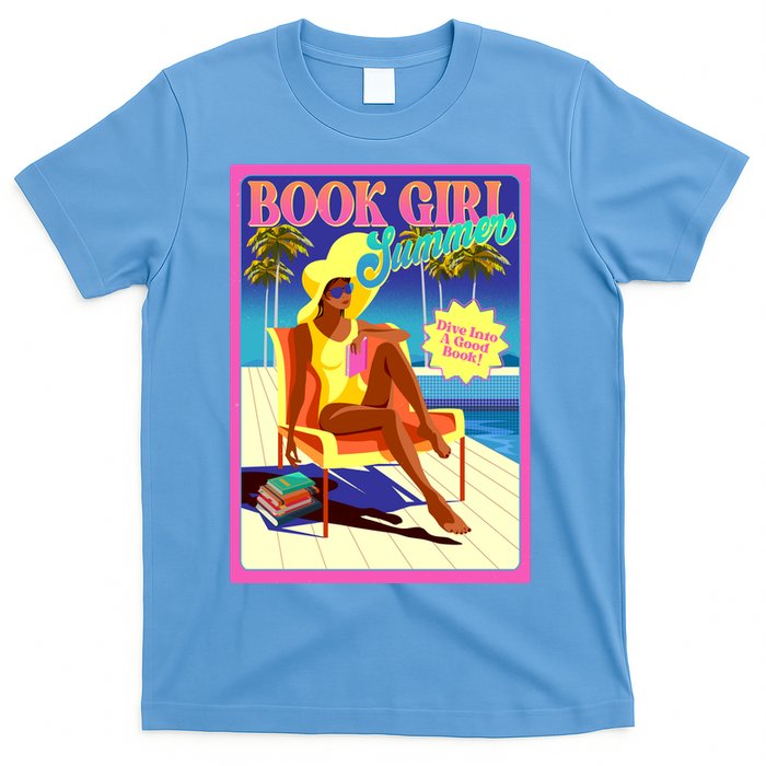 Vintage Retro Book Girl Summer Poster T-Shirt