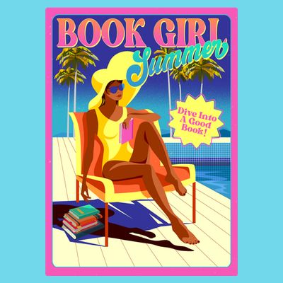 Vintage Retro Book Girl Summer Poster T-Shirt
