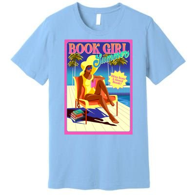 Vintage Retro Book Girl Summer Poster Premium T-Shirt