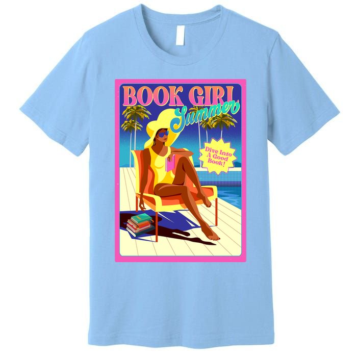 Vintage Retro Book Girl Summer Poster Premium T-Shirt