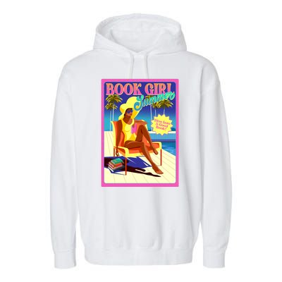 Vintage Retro Book Girl Summer Poster Garment-Dyed Fleece Hoodie