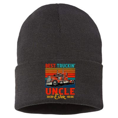 Vintage Retro Best Truckin Uncle Ever Sustainable Knit Beanie