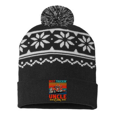 Vintage Retro Best Truckin Uncle Ever USA-Made Snowflake Beanie