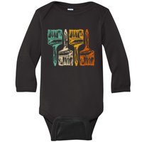 Vintage Retro Brush Painter Baby Long Sleeve Bodysuit