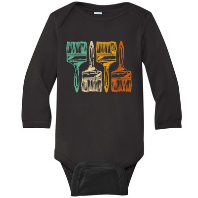 Vintage Retro Brush Painter Baby Long Sleeve Bodysuit