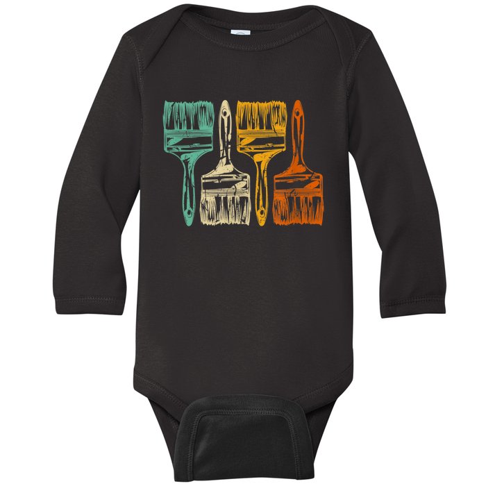 Vintage Retro Brush Painter Baby Long Sleeve Bodysuit