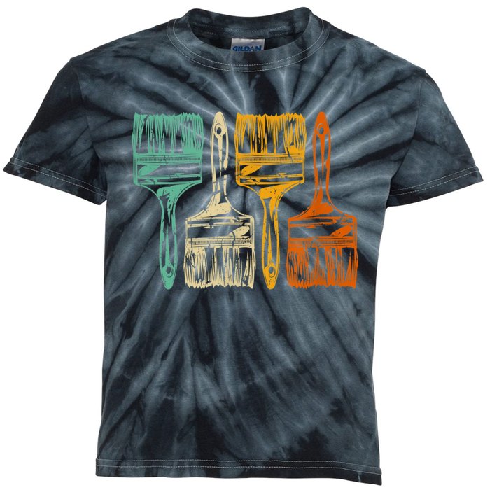 Vintage Retro Brush Painter Kids Tie-Dye T-Shirt