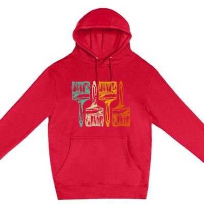 Vintage Retro Brush Painter Premium Pullover Hoodie