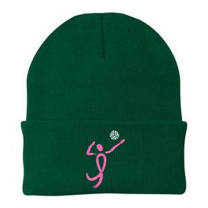 Volleyball Ribbon Breast Cancer Awareness Sport Gift Knit Cap Winter Beanie